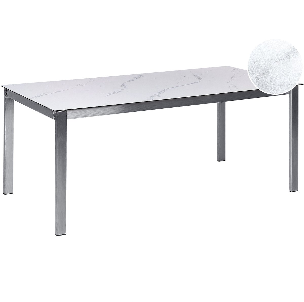 COSOLETO - Tuintafel - Wit marmer - Glas/RVS