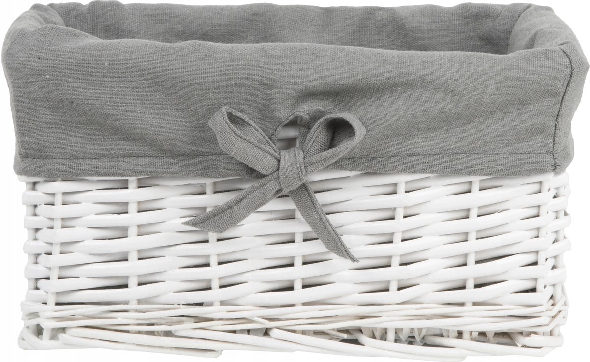 Witte Rietmand 30 cm - Opbergmand met Linnen Voering