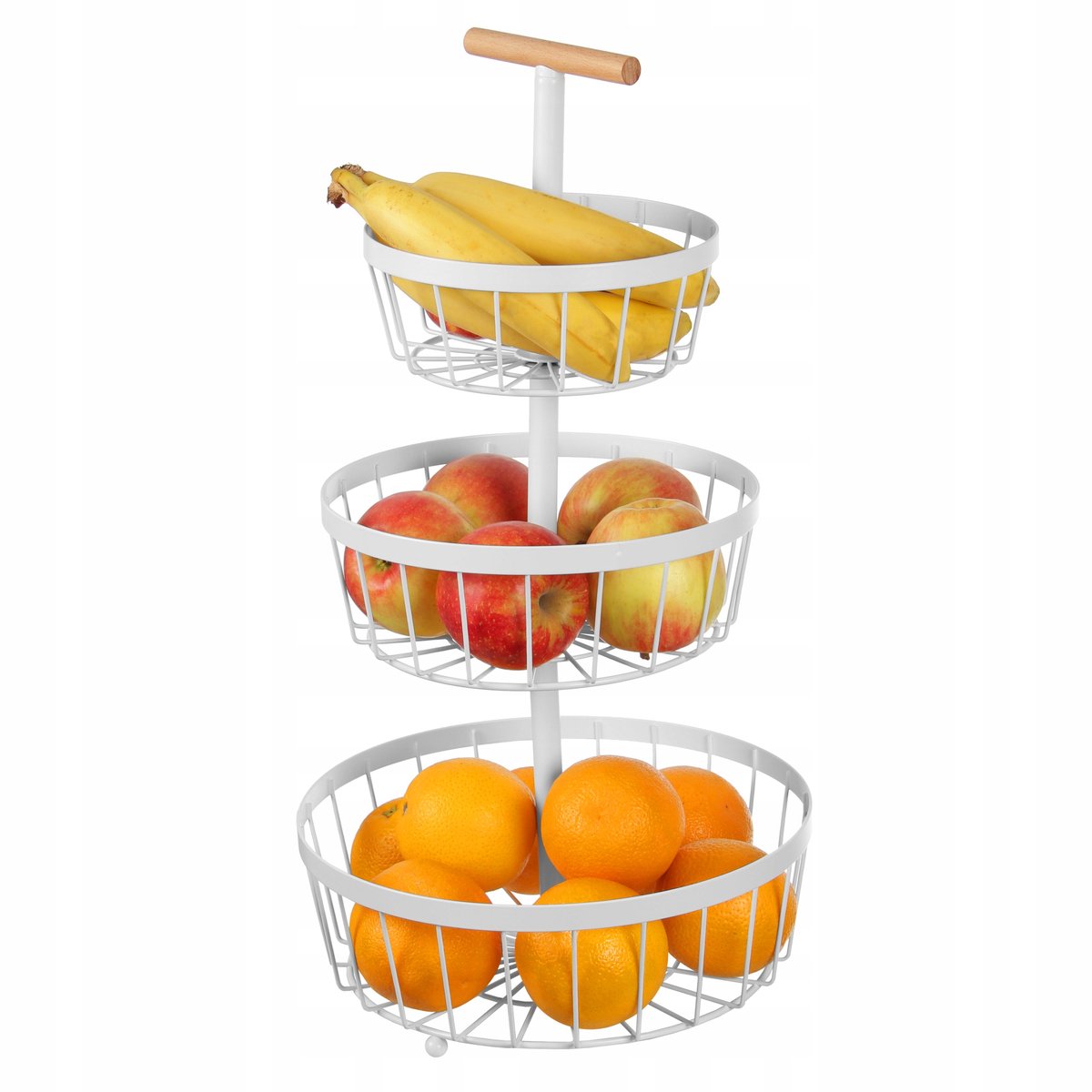 3-Laags Metalen Fruitmand Wit - Stijlvolle Keuken Organizer