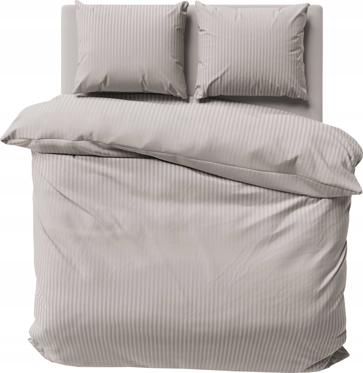 Luxe Katoenen Beddengoed Adamaszek Strepen Beige 220x200cm