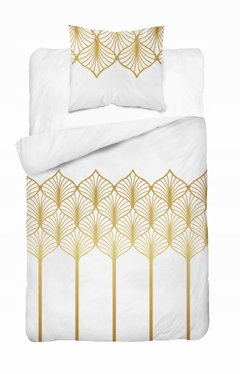 Home Satin Katoenen Satijnen Dekbedovertrek 140x200cm Gouden Geometrie