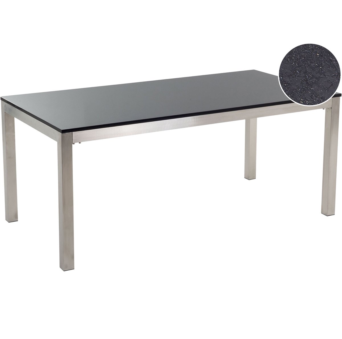 Beliani GROSSETO - Tuintafel-Zwart-Graniet, RVS
