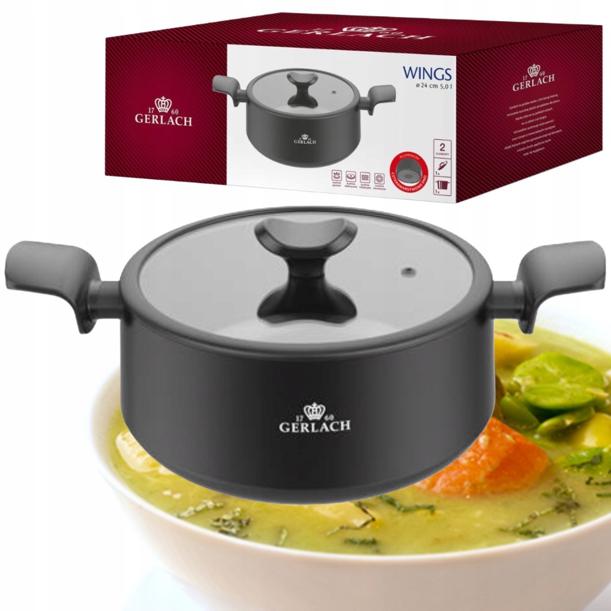 Gerlach Wings Kookpan 5L 24cm Aluminium met Keramische Coating