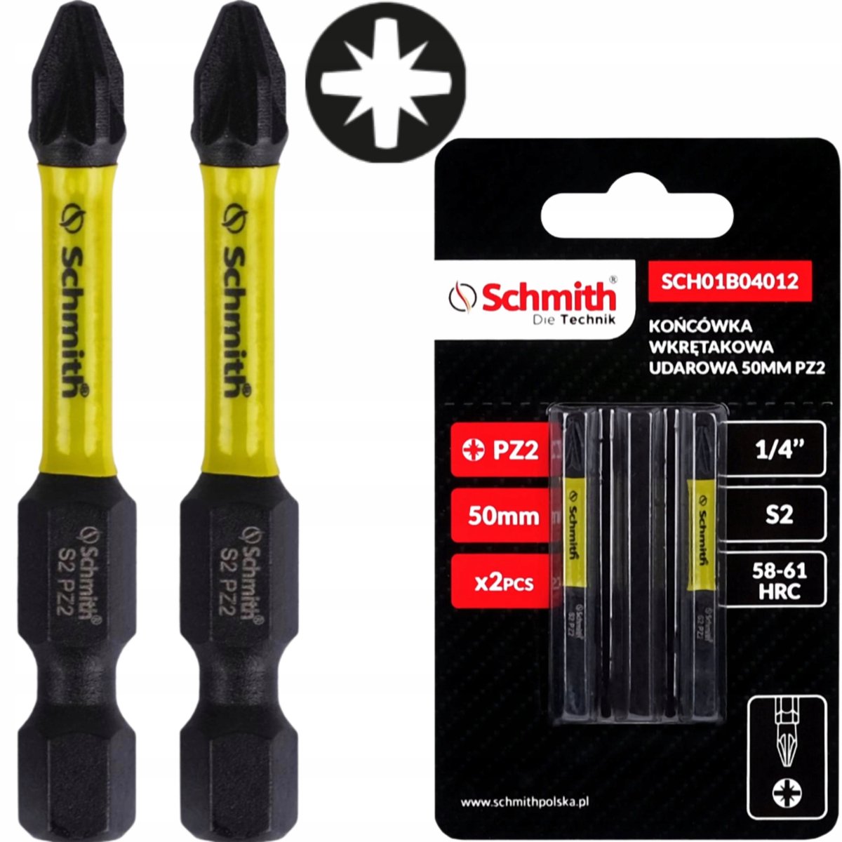Schmith Slagmoer Bits PZ2 50mm Magnetisch - Set van 2