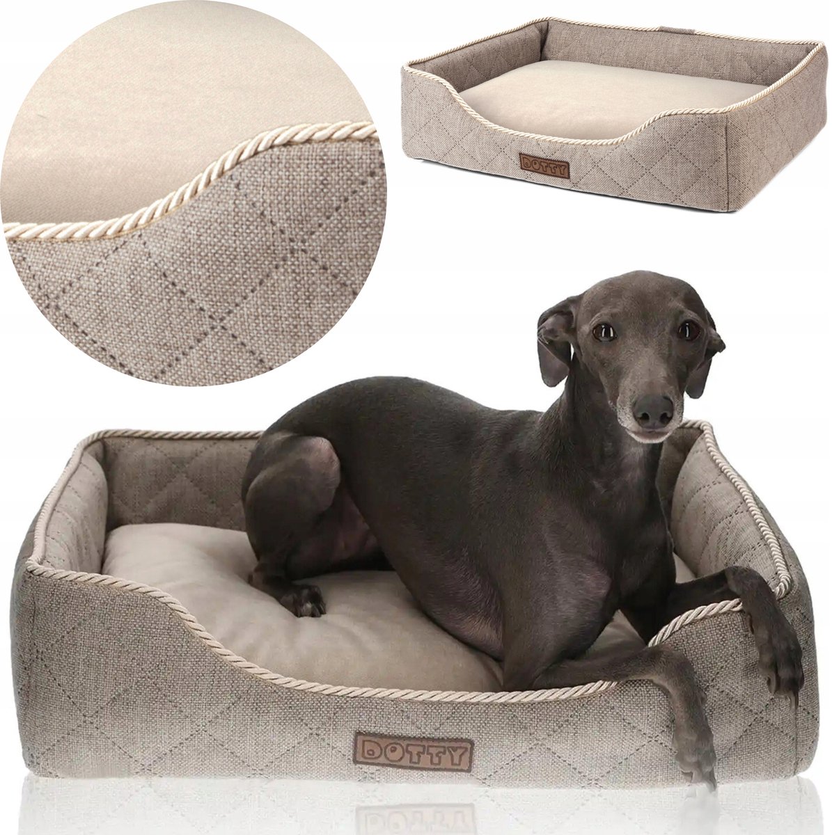 DOTTY Honden- en Kattenbed - Bruin Gevlekt - Maat L