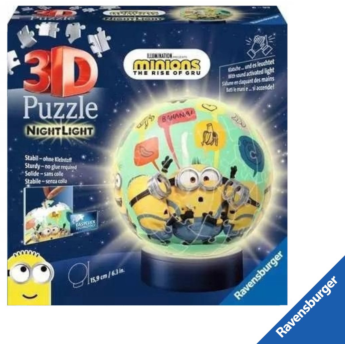Ravensburger Minions 3D Lichtgevende Bol Puzzel 72 Stukjes