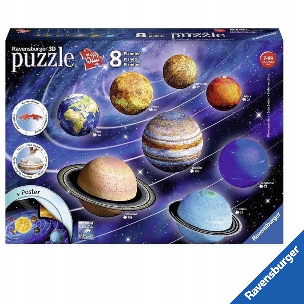 Ravensburger 3D-puzzel Zonnestelsel 522 stukjes