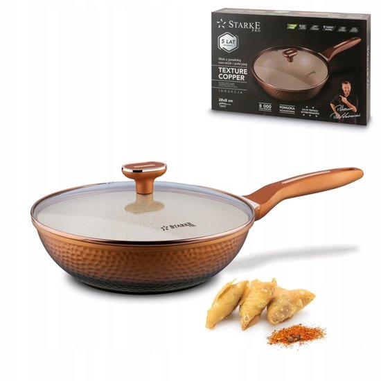 Starke Pro Wokpan 28cm Inductie met Deksel - Textuur Koper