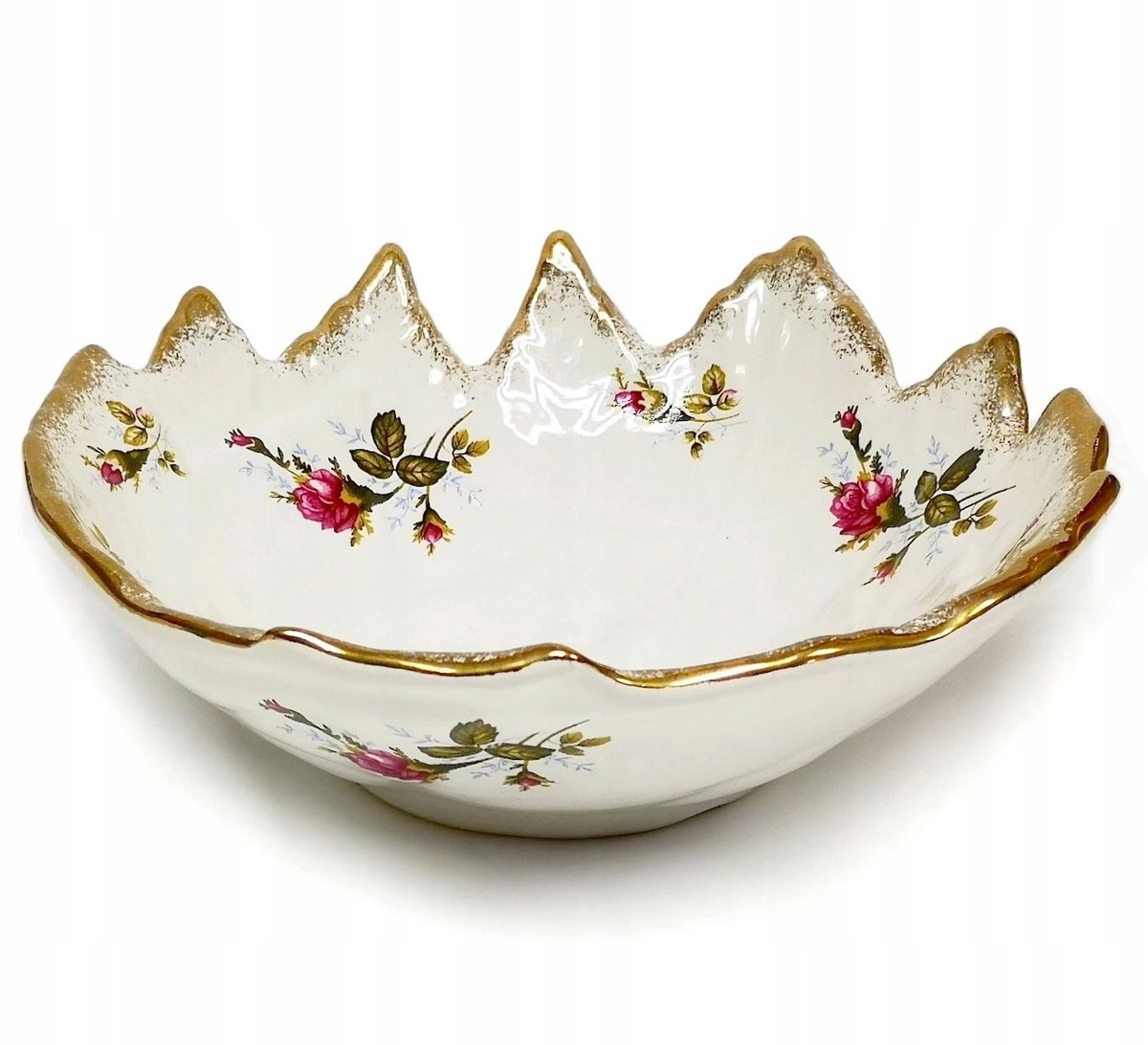 Saladekom 'Blad' 23cm - Keramiek met Gouden Rand - Handgemaakt