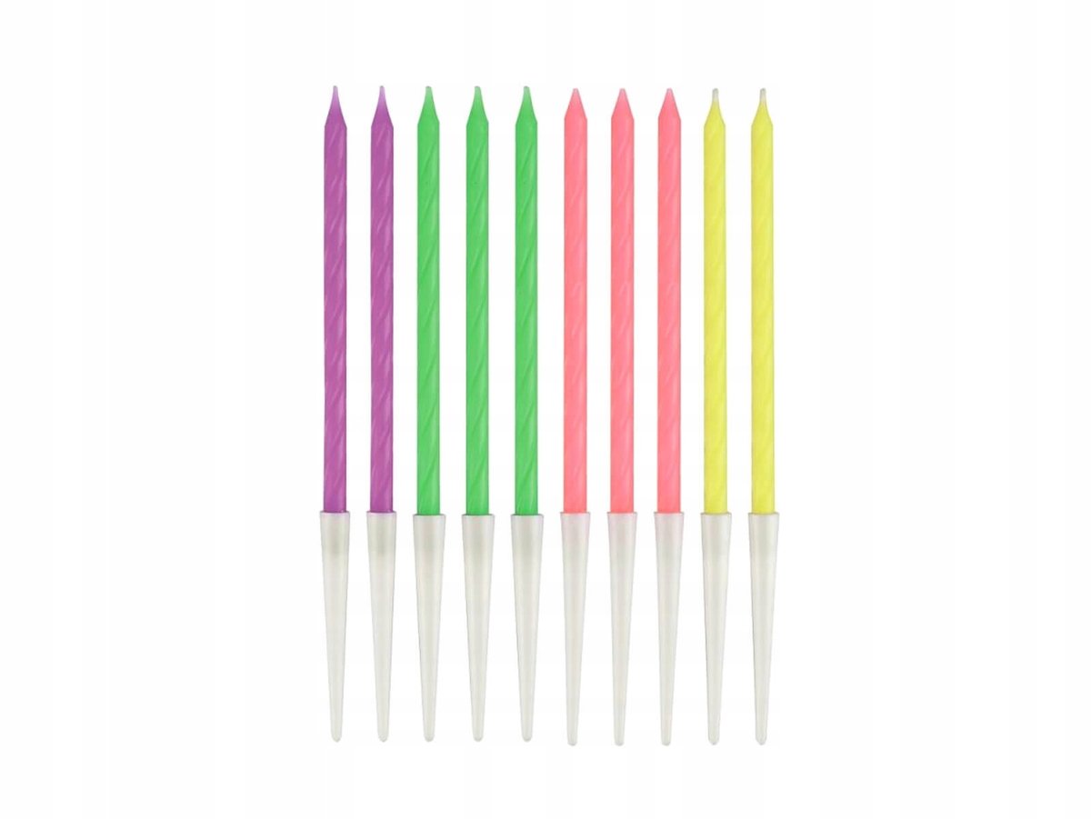 Neon Kaarsen Mix 13.5cm - 10 Stuks - Verjaardag Decoratie