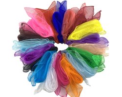 foto van Gsedaox- Jongleersjaaltjes Set Van 18 - Mooie Kleuren - 60X60 CM - Dansdoekjes - Gekleurde Sjaaltjes- Danssjaaltjes