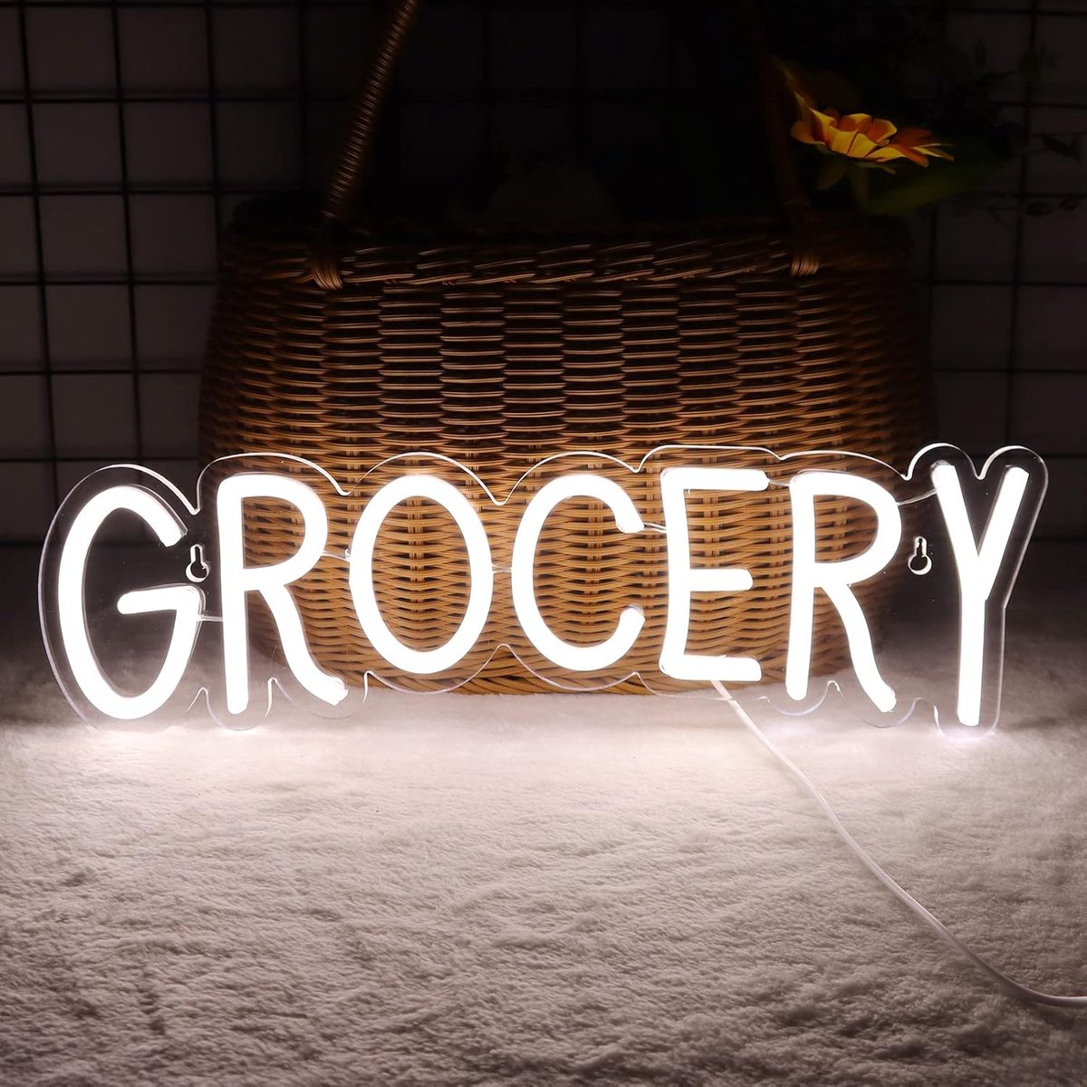 Daity Neonreclame voor kruidenierswaren als wanddecoratie - neonreclame voor de slaapkamer - LED-reclamebord voor kruidenierswaren - kerstfeestje