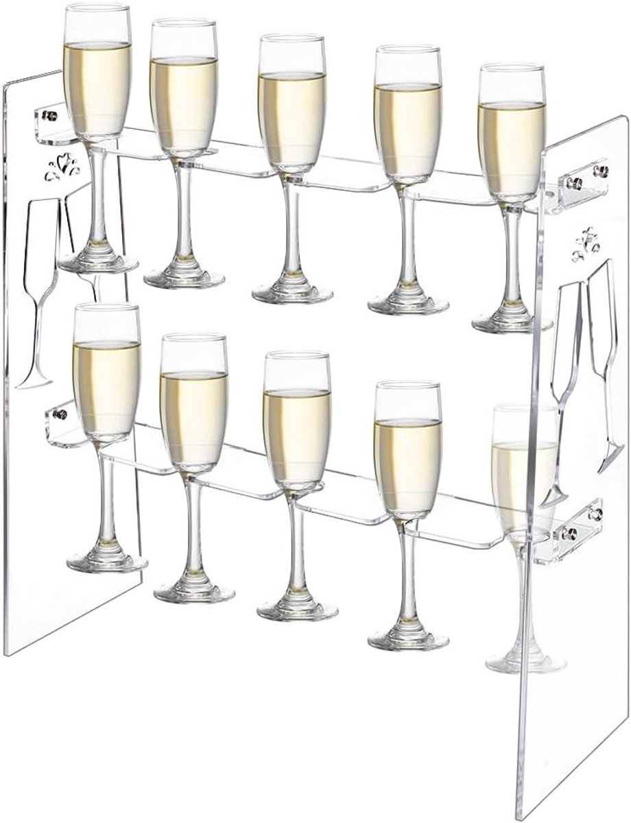 Premium - Acryl champagne glas houder voor feest en bruiloft - champagne fluit houder - wijnglas display rack - houdt 10 kopjes
