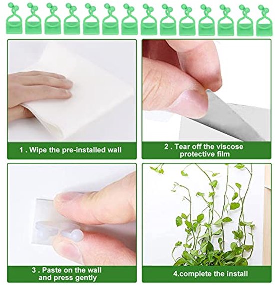 Plant Climbing Wall Fixture Clip, 100PCS Plastic Wall Sticky Hook Vines Fixing Clips Self Adhesive Branch Fixture Clips Plant Fixers Vines Holders(White) — afbeelding 4