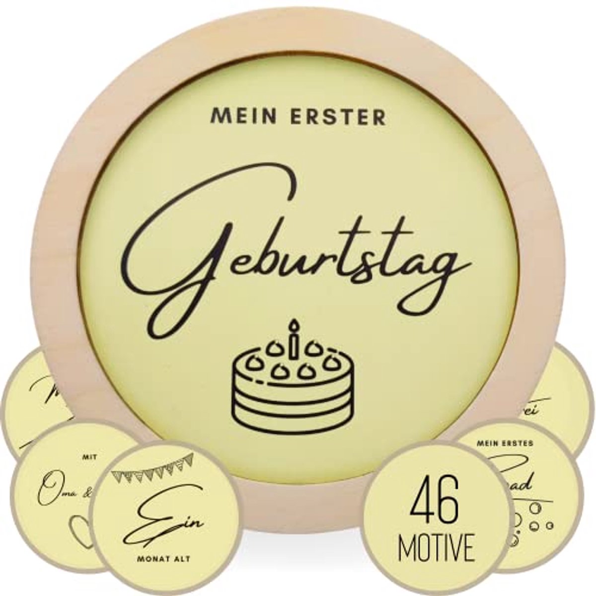 Houten Mijlpaal Kaarten Set voor Baby's met Frame en Meetlint - Perfect Cadeau voor Nieuwe Ouders