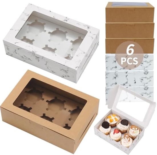 Tomedeks 12 x dozen voor kartonnen taarten, taartdoos, cupcake-doos, doos voor gebak, kartonnen bakdoos, bakdoos voor koekjes, snoep, cakes, cupcakes, macarons