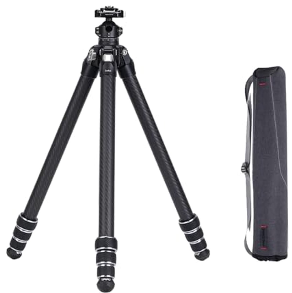 Ultralicht en compact carbon fiber statief met kogelkop voor camera's, 40 kg belasting, ideaal voor reizen