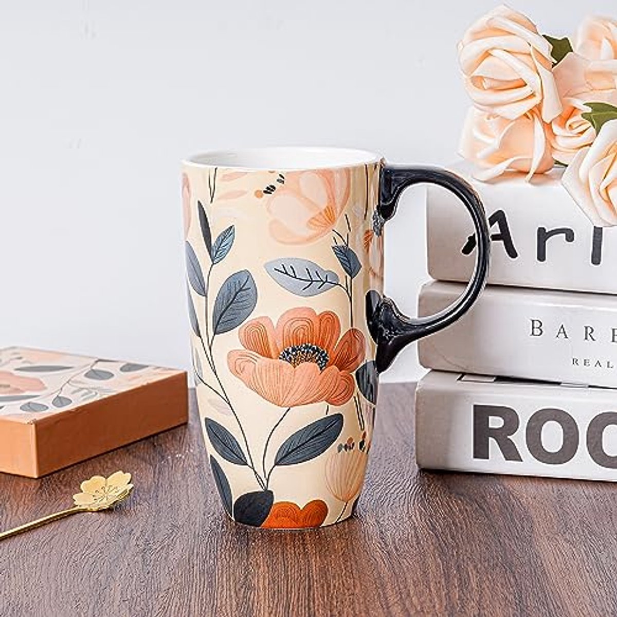 Grote Keramische Koffiemok met Deksel en Gift Box - 17 oz
