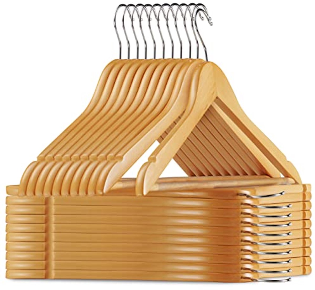 Houten Kledinghangers met Antislip - 20 Stuks - 360 Graden Draaibare Haak
