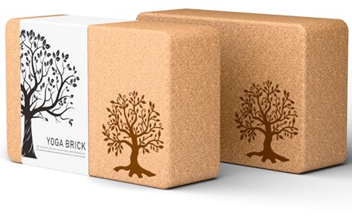 Yogablokken Set van 2 - Natuurlijke Antislip Kurk voor Yoga, Pilates en Stretching