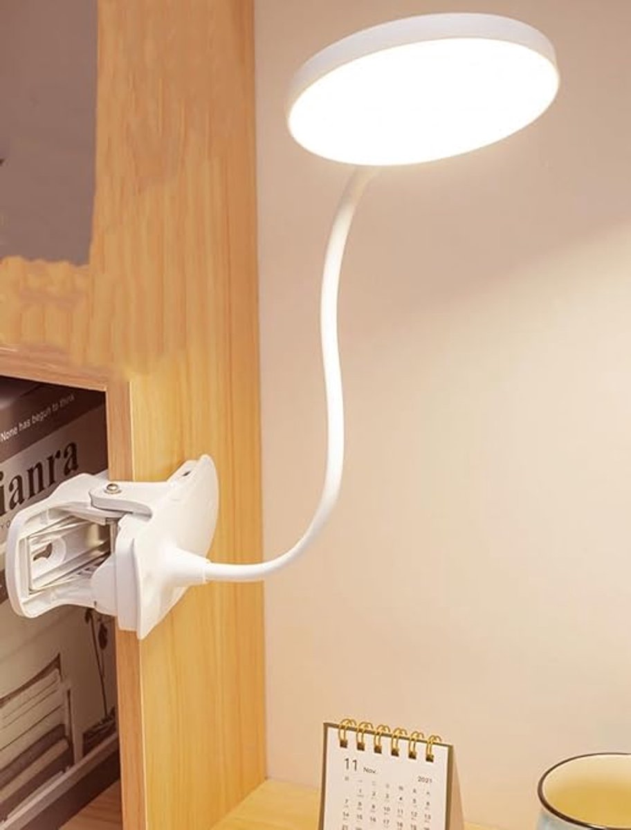 Daity Bureaulamp voor slaapzaal - dimbare leeslamp voor op het bureau met clip en oplaadpoort - geschikt voor thuis - kantoor - leeswerk - studeerkamer - bureaulamp