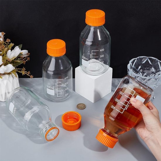 Bouteille De Laboratoire En Verre Borosilicate 3.3 - 5000 Ml, Bouchon Bleu GL45, Kimax - 12