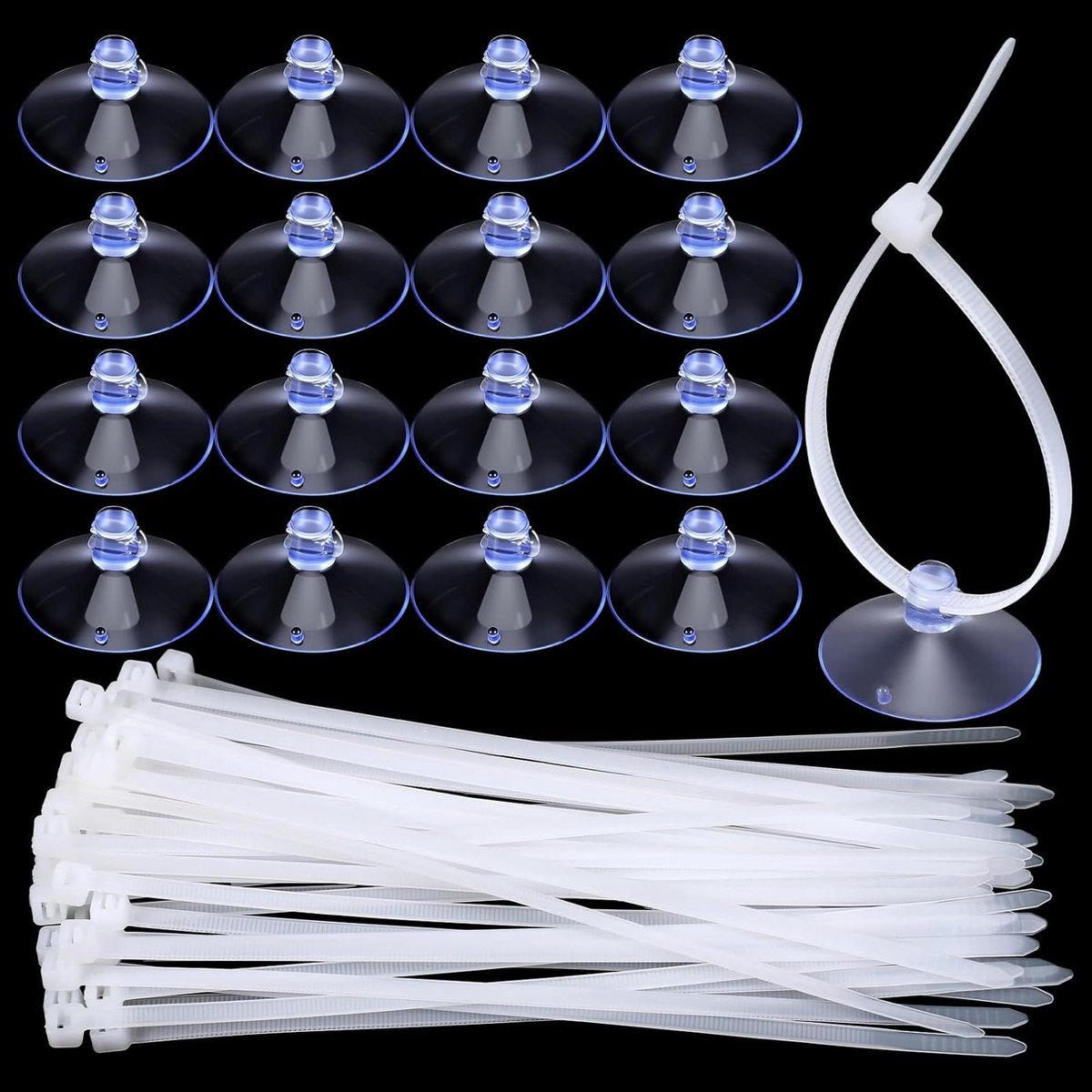Allecto Premium - Aquarium Zuignappen met Zip Ties voor Planten en Decoratie - Fish Tank Gereedschap voor Thuis - Keuken Opknoping en Mos Garnalen Nest