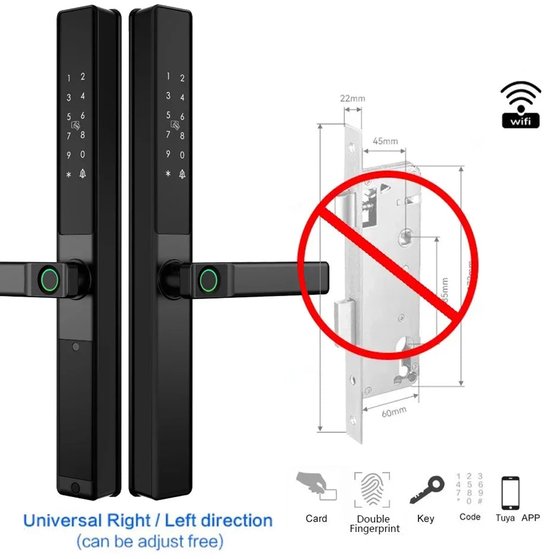 Smart Fingerprint Doorlock Card Digital Code Security Electronic Door Lock APP Touch Password Keypad Card Fingerprint With 16cm Lock Body kopen vanaf een prijs van 53