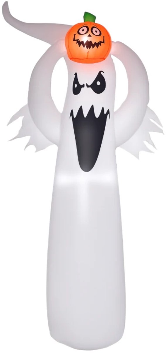 1,8 m Opblazende Spookachtige - Halloween Opblaasbare Pompoen Spook - Halloweendecoratie - 1,8 m - LED's - Polyester - Halloween-Decoartie - Halloween Versiering - 80 x 40 x 180 cm