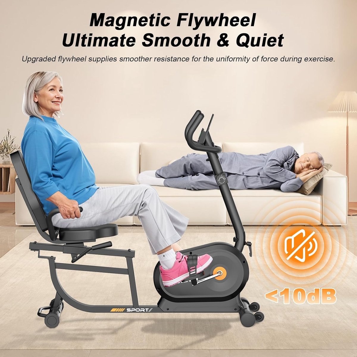 Semi-ligfiets Magnetische Hometrainer met 8 - afbeelding 2