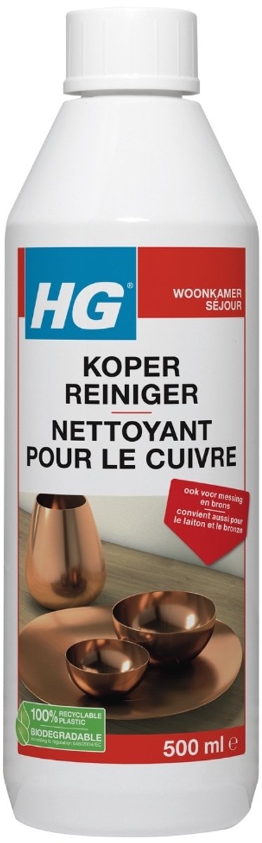 1 x HG Koper Reiniger 500 ml - Koper Reinigen - Koper Glans - Messing Reinigen - Bronzen Reinigen - Koper Opschonen