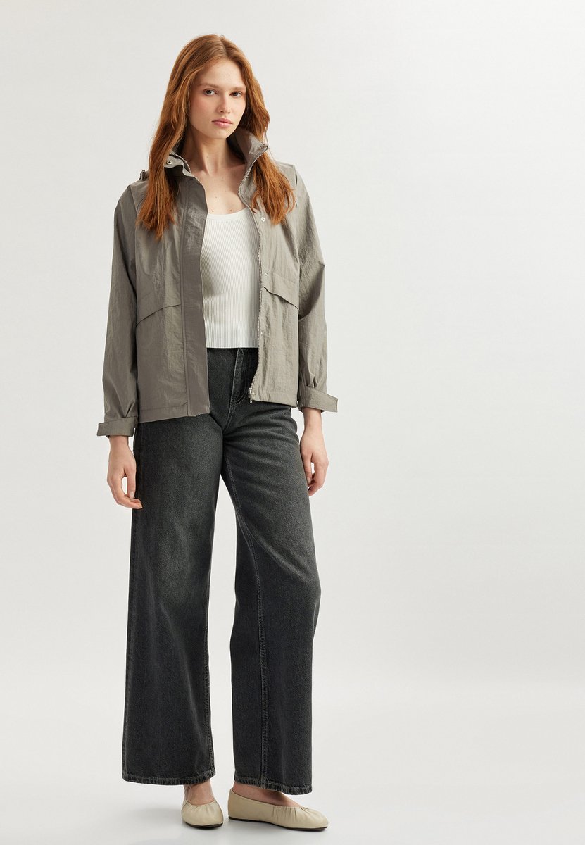 Relax Rits gedetailleerd Trenchcoat Grijs