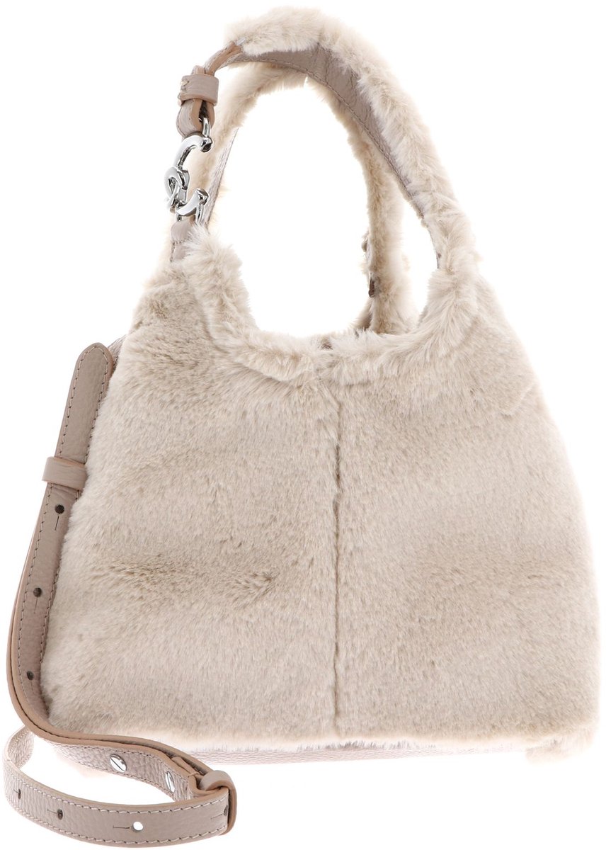 COCCINELLE handtas schoudertas C-Easy Synthetic Fur Handbag Natural / Rosette beige