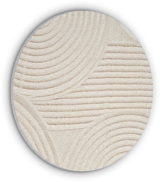 Akoestisch wandpaneel rond 90x90 cm - Vilt schilderij Patroon - Abstract - Wit - Ronde akoestische panelen - Geluidsdempende wanddecoratie - Geluidsisolatie wandcirkel - Muurdecoratie geluidspanelen