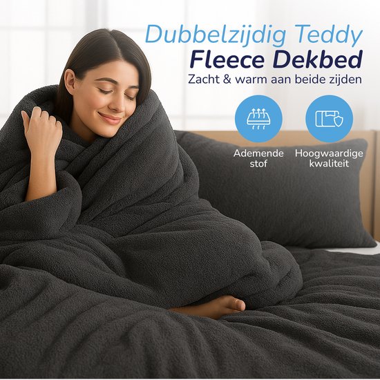 Decoware Teddy Bear dekbedovertrek polaire anthracite 200x220 cm