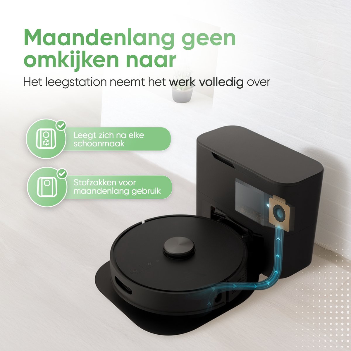 Heevey Robotstofzuiger met dweilfunctie - Automatisch leegstation - Vacuum cleaner - Dweilrobot - Huisdieren - 7000PA zuigkracht - LDS lasernavigatie - Dweilrobot - 2 extra stofzuigerzakken - Met app — afbeelding 6