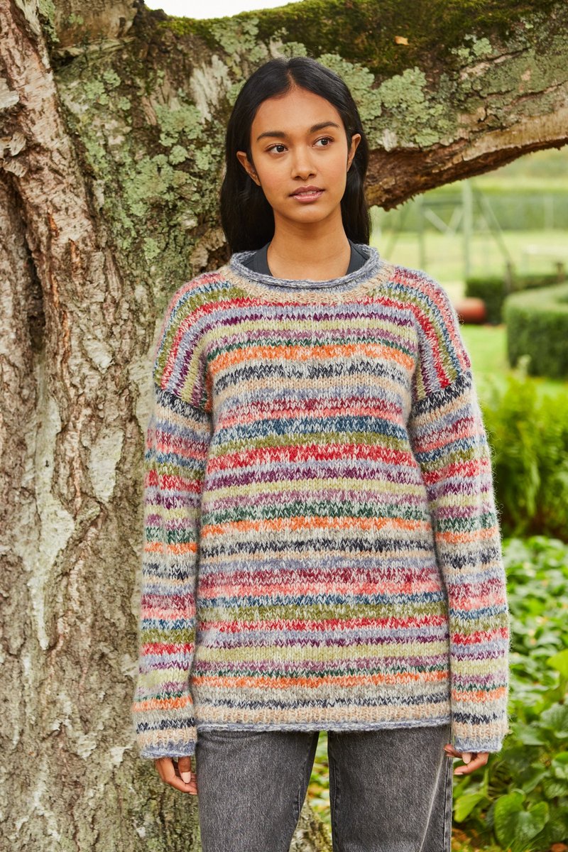 Pachamama Coroico trui – gebreid wollen trui 100% wol Regenboog