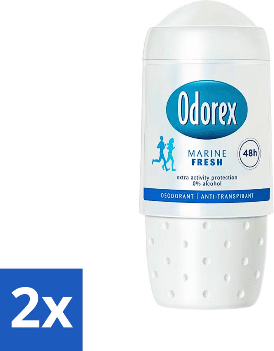 2 x Odorex - Deodorant Roller - Marine Fresh - Verfrissende Bescherming - 50 ml - Deodorant - Antitranspirant - Alcoholvrij - Deodorant Roller - Frisse Geur