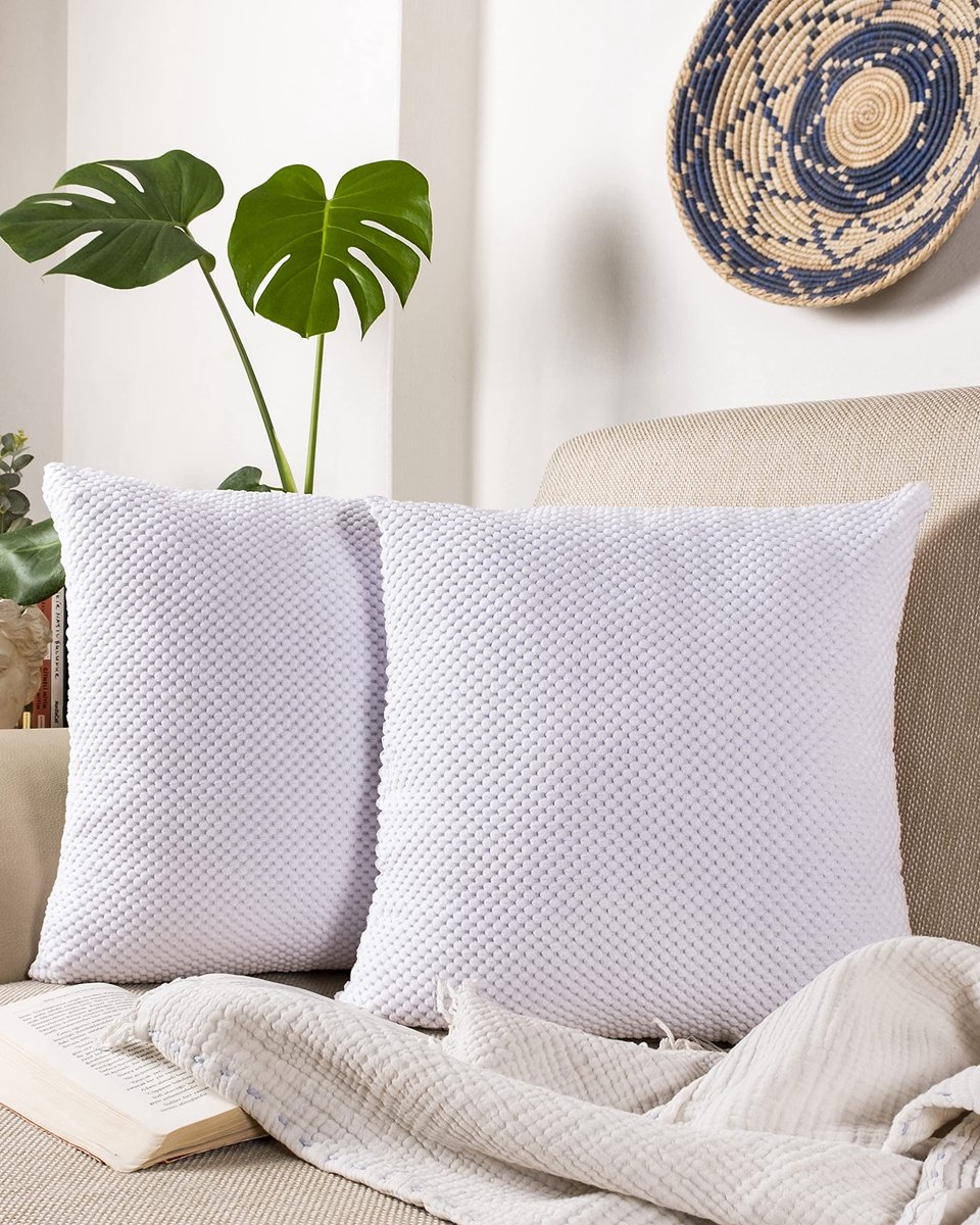 Ibenzoa Set van 2 decoratieve kussenhoezen in corduroy met verborgen ritssluiting verschillende kleuren