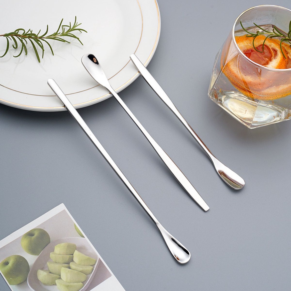 304 RVS menglepel met lange steel wijnschep cocktail menglepel ijsbar lepel, 4-delig
