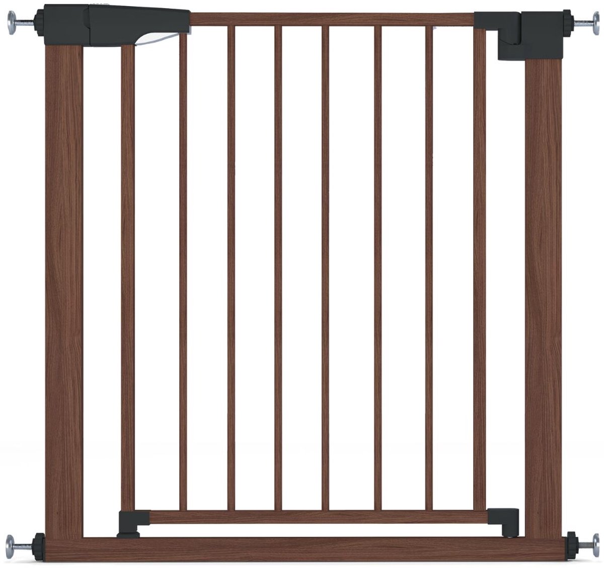 ADSafety Traphekje Zonder Boren - 76 t/m 103 cm - Incl. 2 Verlengstukken - Klembevestiging - Veiligheidshekje - Kinderhekje - Hondenhek - Dark Wood