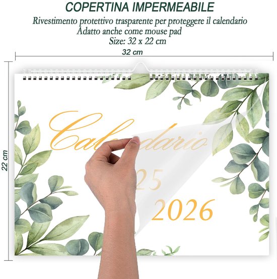 Magnetische kalender 2026 voor koelkast 24 maanden x 11,4 inch