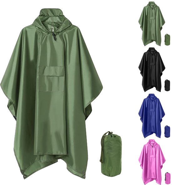 Poncho Randonnée Camping Lot De 2 Ponchos De Pluie Réutilisables AIDEGER | Taille Unique Adulte | EVA Imperméable | Capuche Ajustable Imperméable Réutilisable