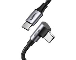 UGREEN 100W USB C naar USB C Kabel Hoek PD 3.0 PPS Oplaadkabel USB-C 90 graden compatibel iPhone 15 Pro Max, Galaxy S24 Ultra, M2 MacBook Pro/Air iPad Pro 12.9 iPad Mini 6 Steam Deck enz. (1m)
