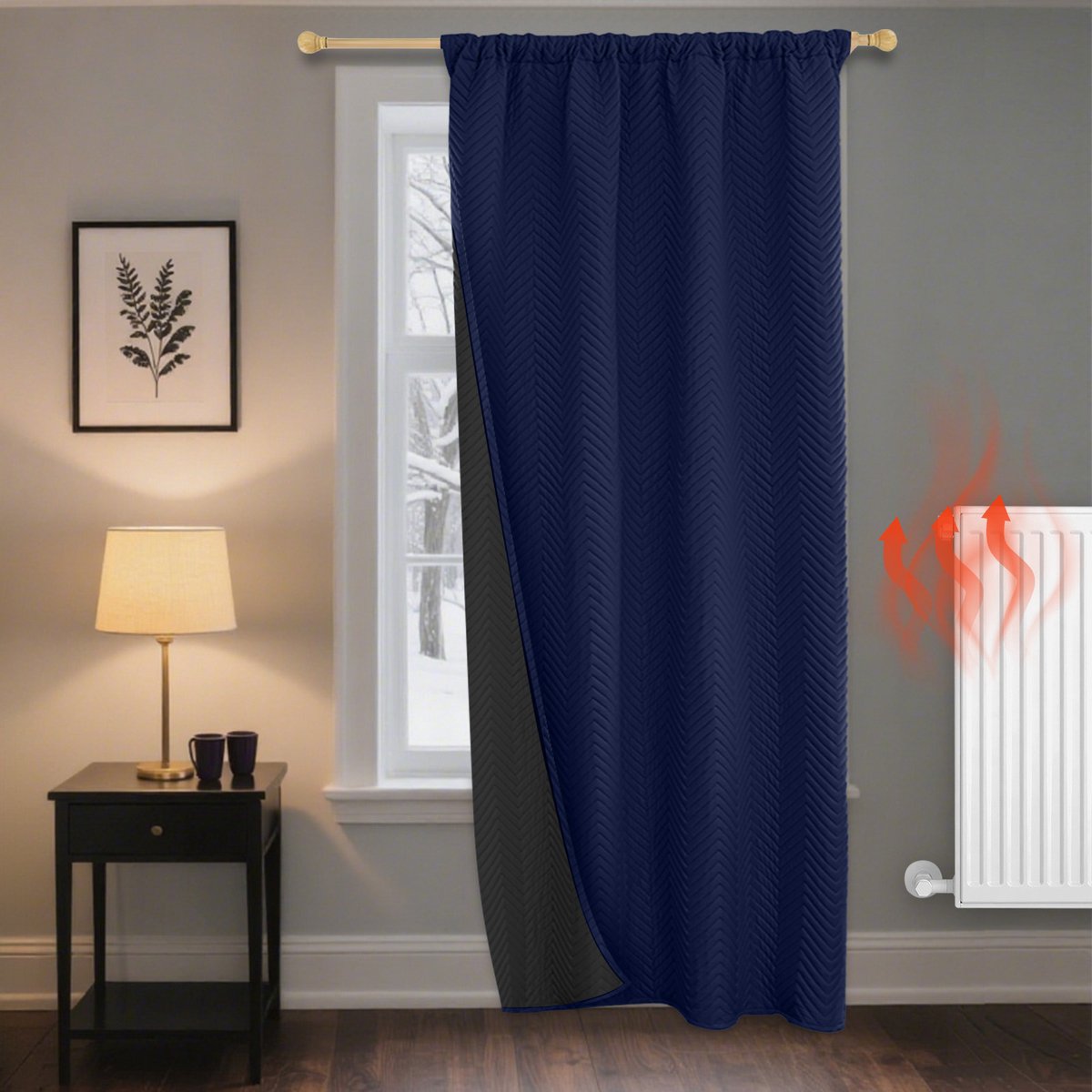 Qelus Panelen Verduisterend Gordijn - Blackout Effen Gordijnen - Thermisch Isolerend en Geluidswerend - Warmte & Koudeblokkerend Overgordijnen- Voor Woonkamer & Slaapkamer, B 140 x H175cm -1 stuk (Koningsblauw)