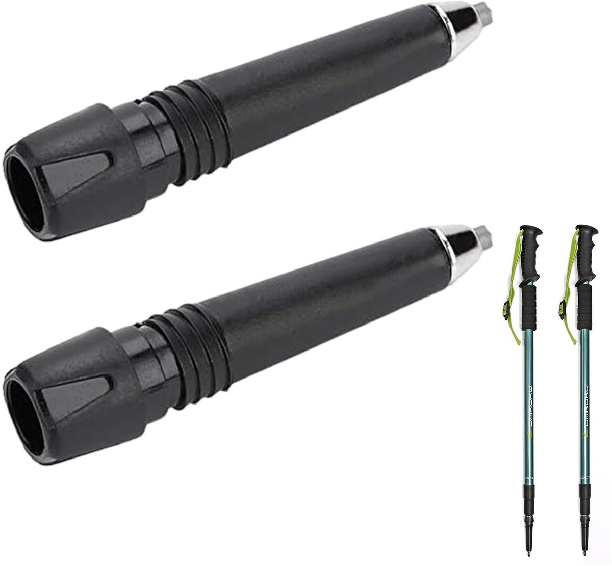 Vervangende toppen voor wandelstokken, trekkingstokpunt, alpenstockpunt, carbon bergsportstokpunt, vervangende toppen voor stokken, draagbare trekkingstokpunten van carbon wolfraamstaal (2 stuks)