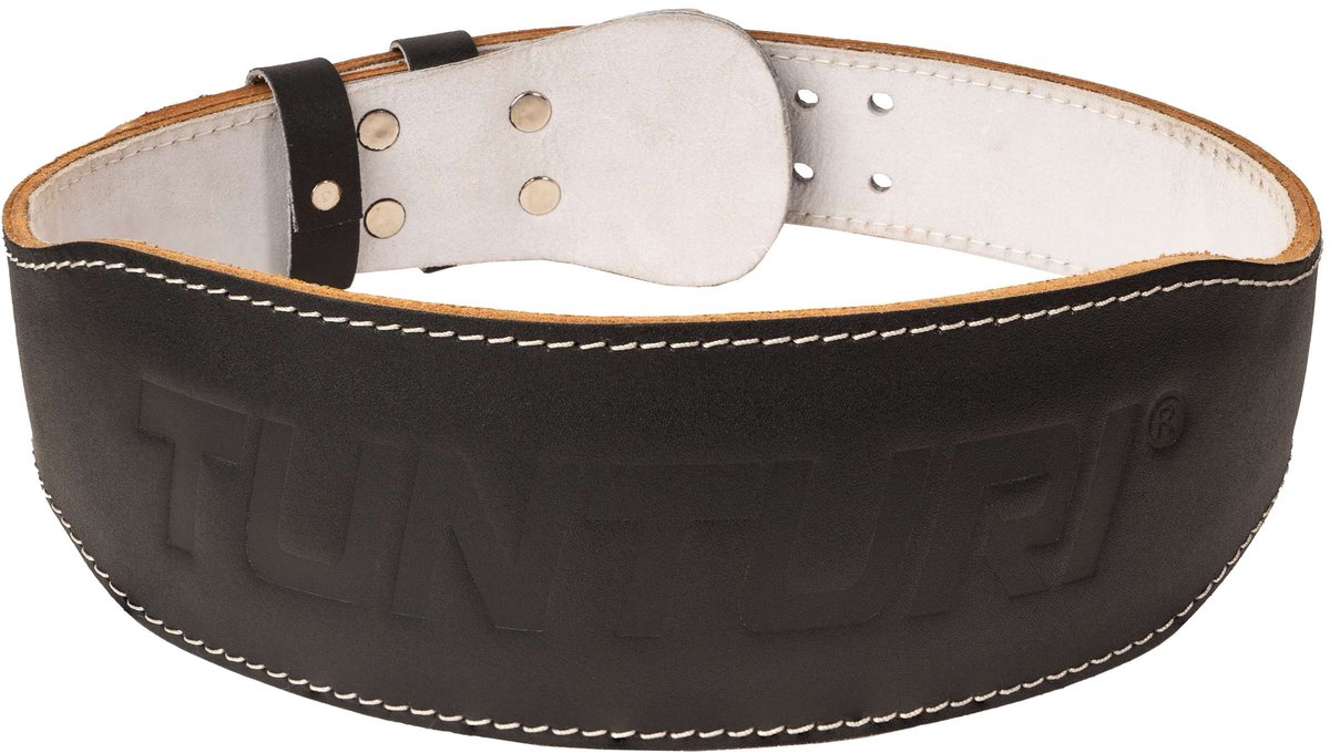 Tunturi Lifting Belt 100 cm - Halterriem voor deadlift - Powerlift riem om te squatten - Fitness riem - Leer - Zwart