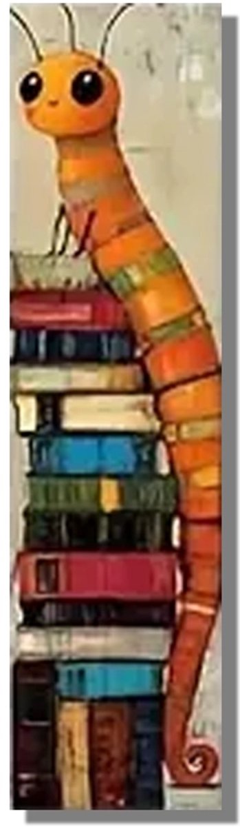 Boekenlegger Boekenwurm – Bladwijzer - Dubbelzijdig – 15 × 4 cm – Stevig karton