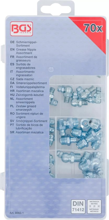 BGS-8065-1 Vetnippel Assortiment | Metrische / Inch Maten | 70-delig | Automotive Line