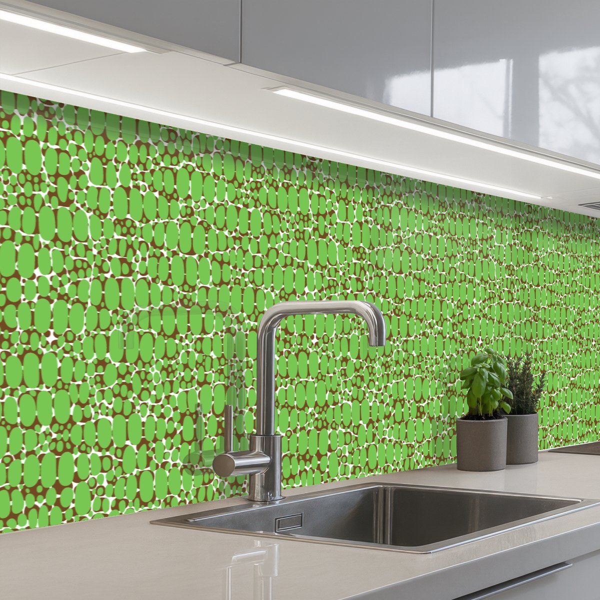Keuken achterwand 400x80 cm - Spatscherm zelfklevend Krokodil - Structuur - Patronen - Groen - Muurbeschermer - Spatwand fornuis